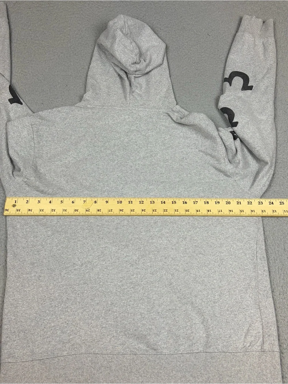 True Religion Hoodie Mens Large Light Gray Logo Drawstring Pockets Pullover